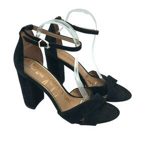 Sam Edelman Yancy Black Suede Block Heel Sandals Ankle Strap Women's Size 9.5